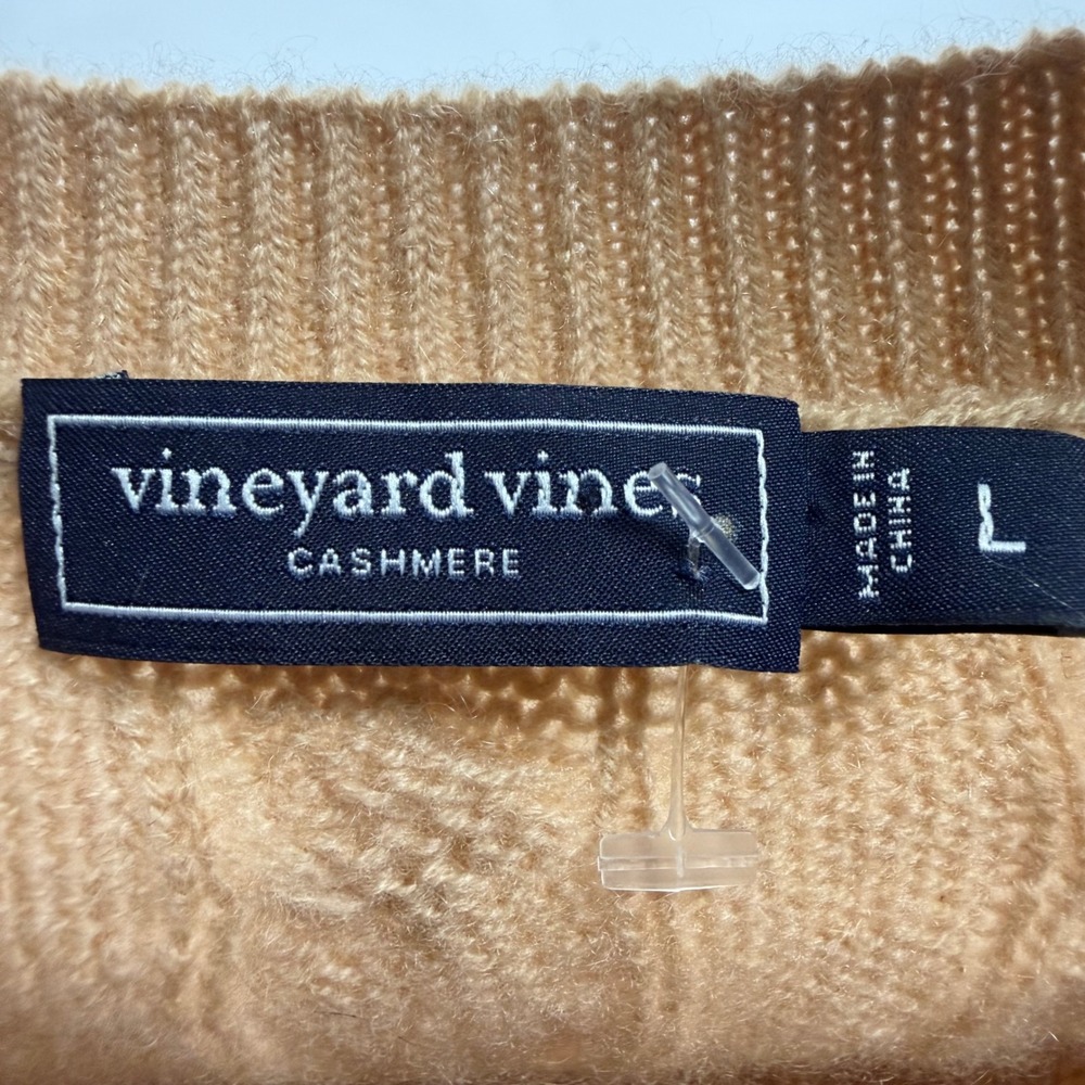 Vineyard Vines Cashmere Cable Knit Sweater Women Large Camel Old Money Preppy - Picture 5 of 10